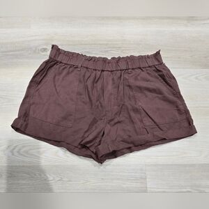 Aerie Brown Paper Bag Waist Mid Rise Shorts Size L